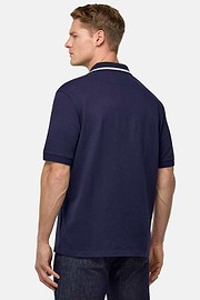 Polo En Piqué De Coton., bleu marine, hi-res