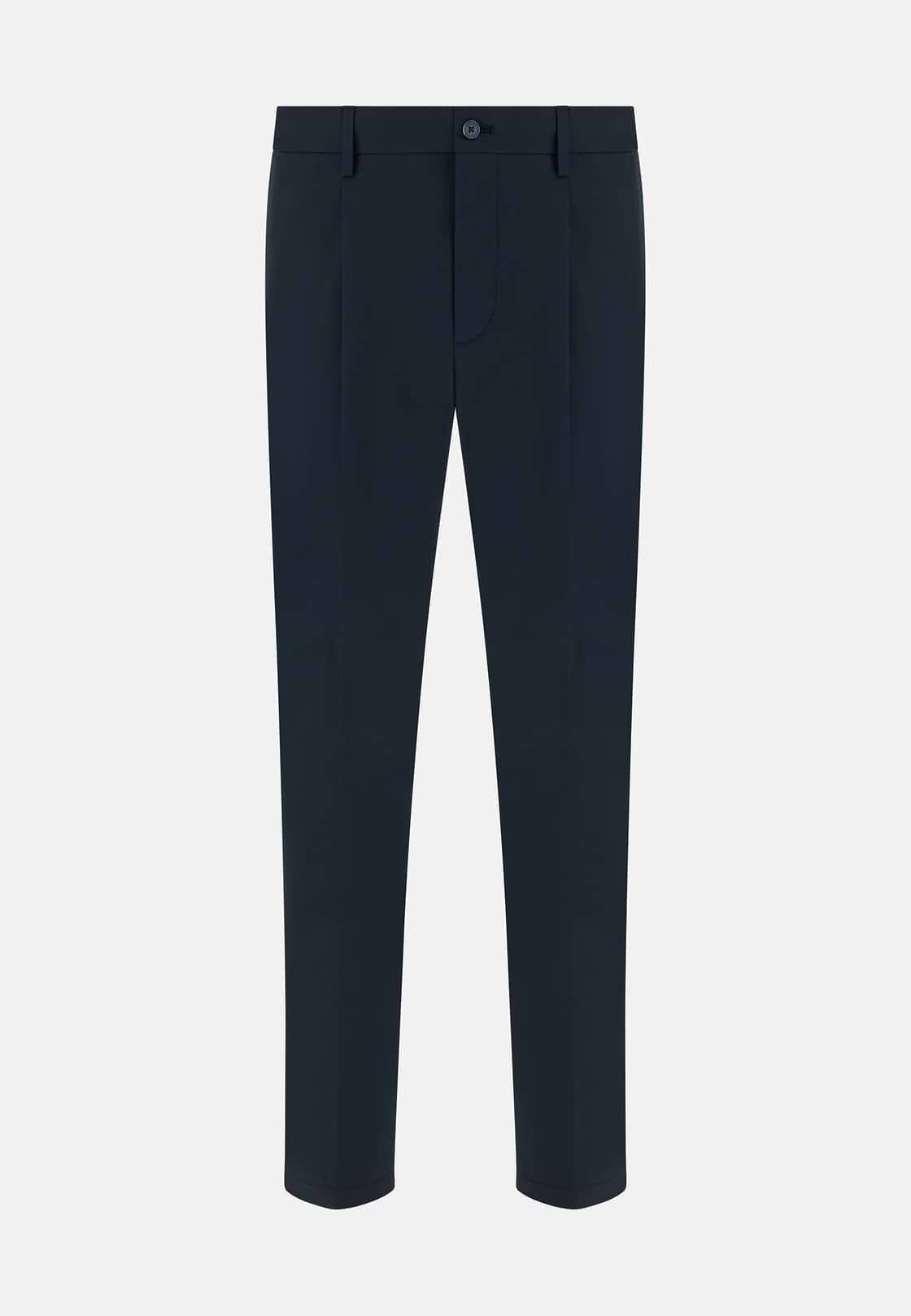 Pantaloni In Cotone, Navy, hi-res, 1