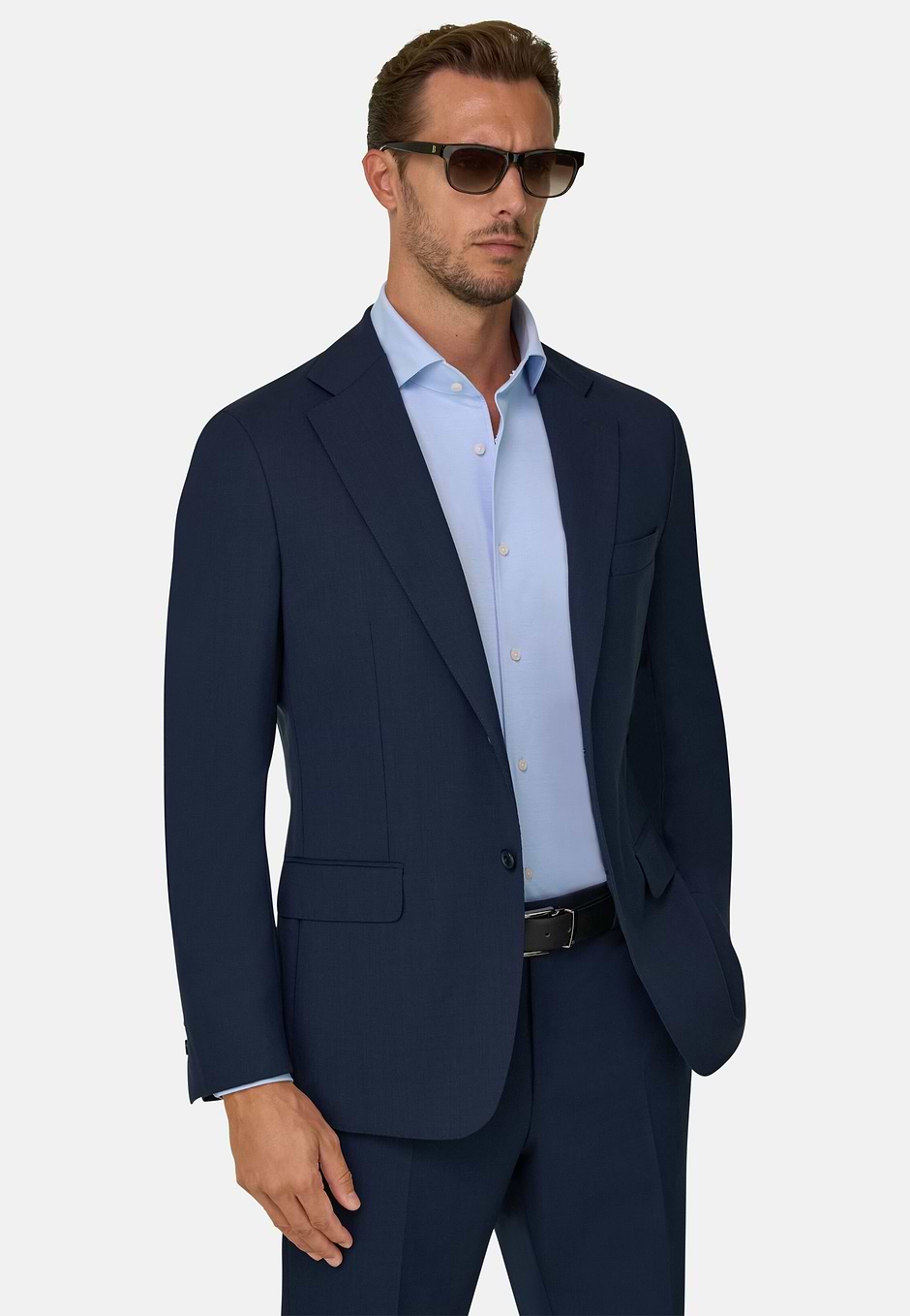 Jacket in Pure Travel Wool, Blue, hi-res