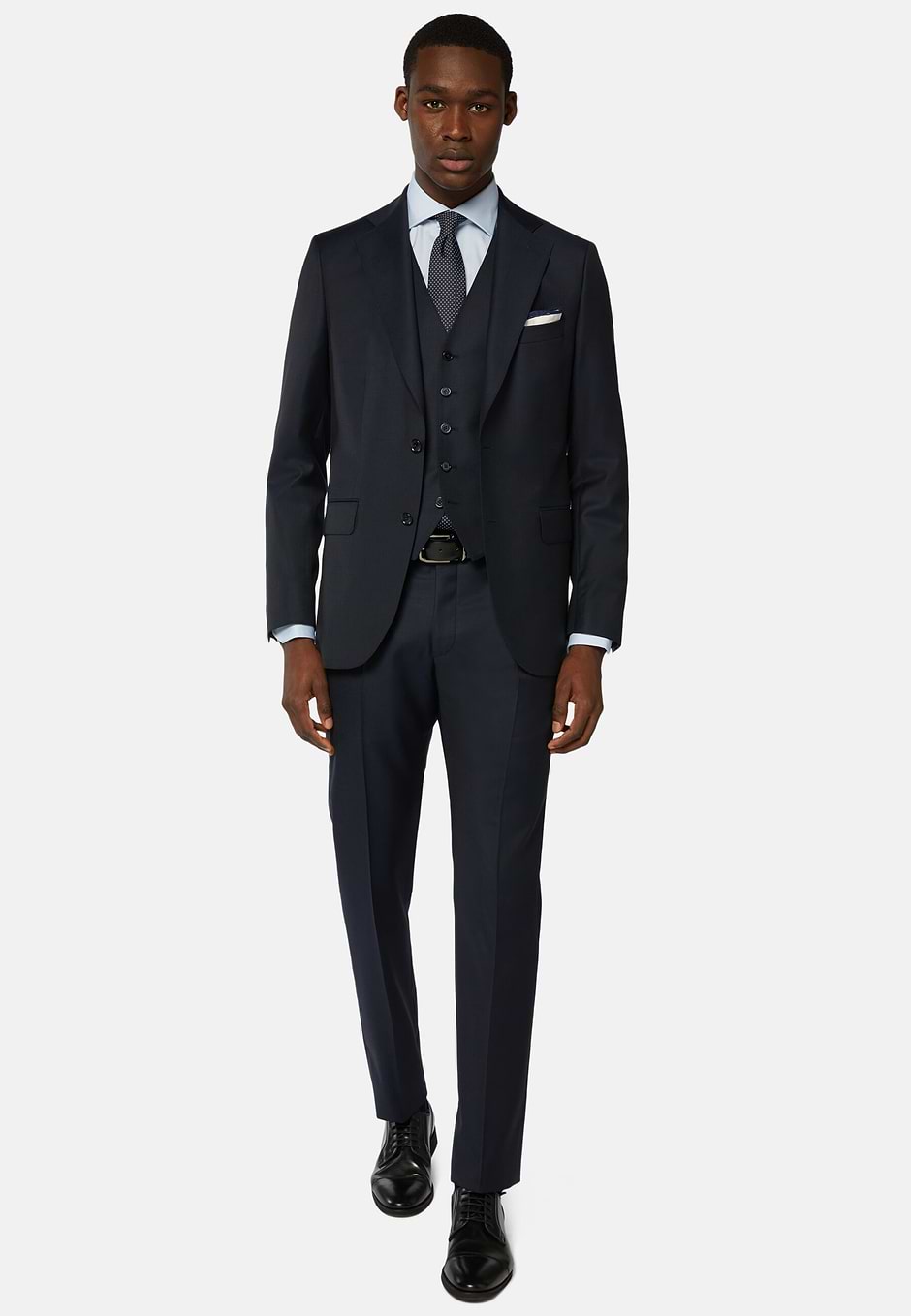 Navy Blue Super 130 Wool Jacket, Navy blue, hi-res