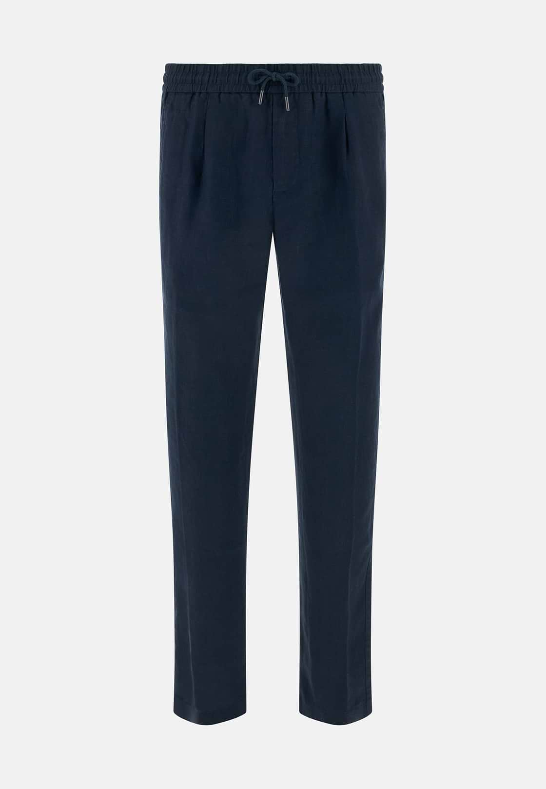 Linen Coulisse Pants, Navy blue, hi-res, 1
