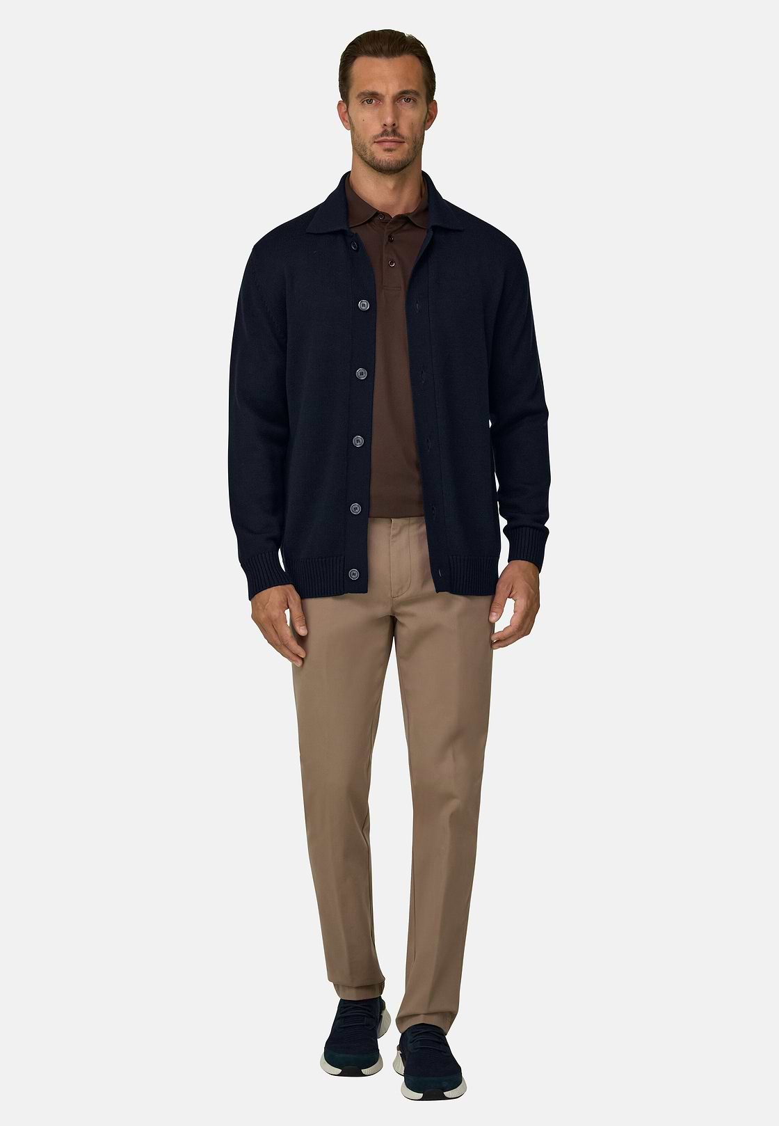 Cardigan in Extrafine Merino Wool, Navy blue, hi-res, 2