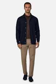 Cardigan in Extrafine Merino Wool, Navy blue, thumb, 2