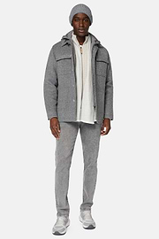 Blink Shirt Jacket In Wool With Bib, Grey, hi-res