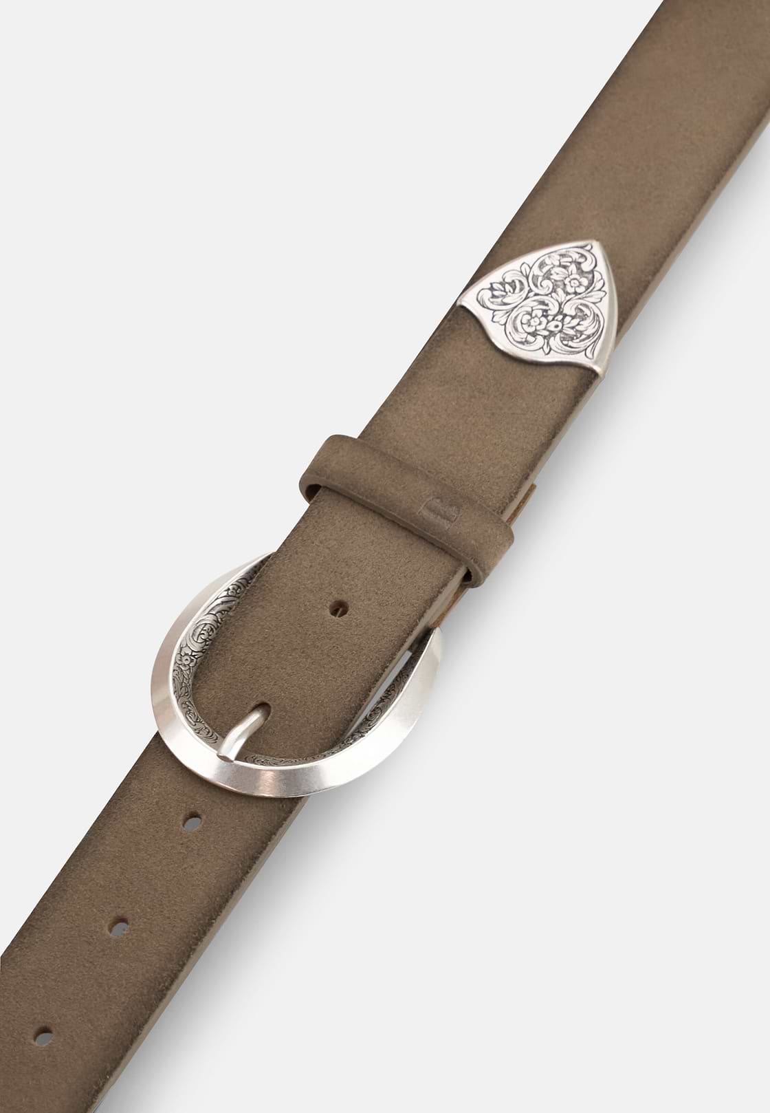 Suede Leather Belt, Taupe, hi-res, 3