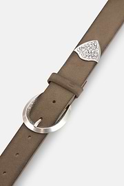 Suede Leather Belt, Taupe, thumb, 3
