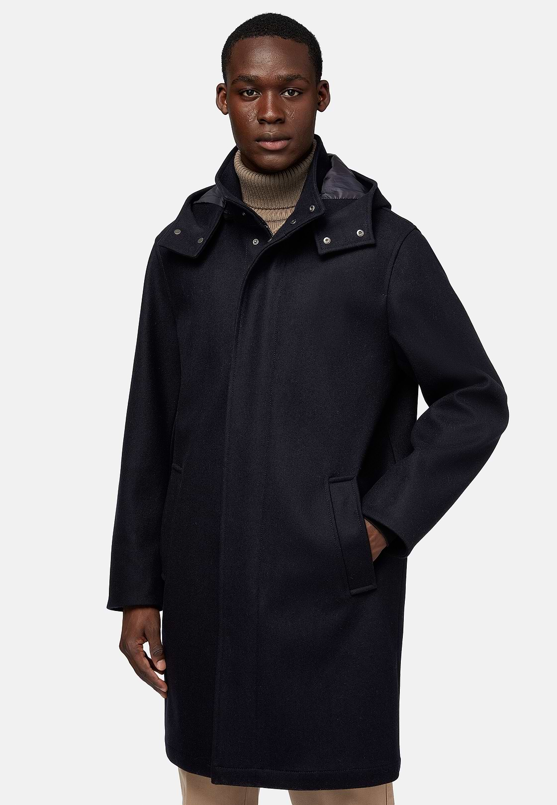 Parka In Technical Wool, Navy blue, hi-res