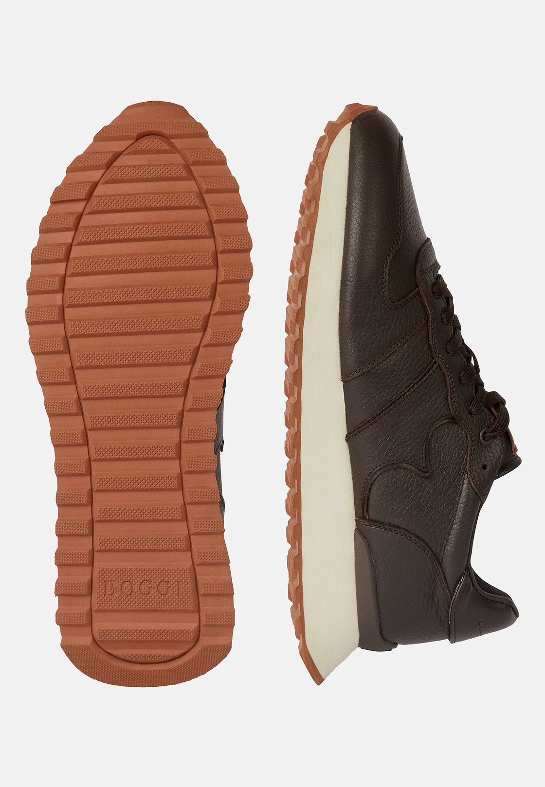 Sneakers In Pelle Bottalata, Marrone, hi-res