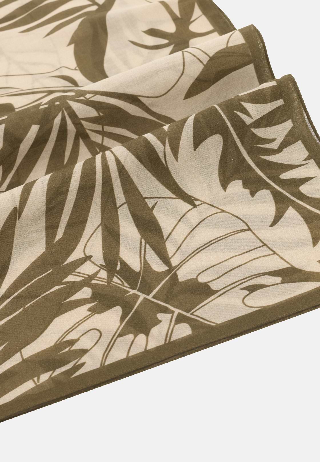 Leaf Print Cotton Bandana, Taupe, hi-res, 3