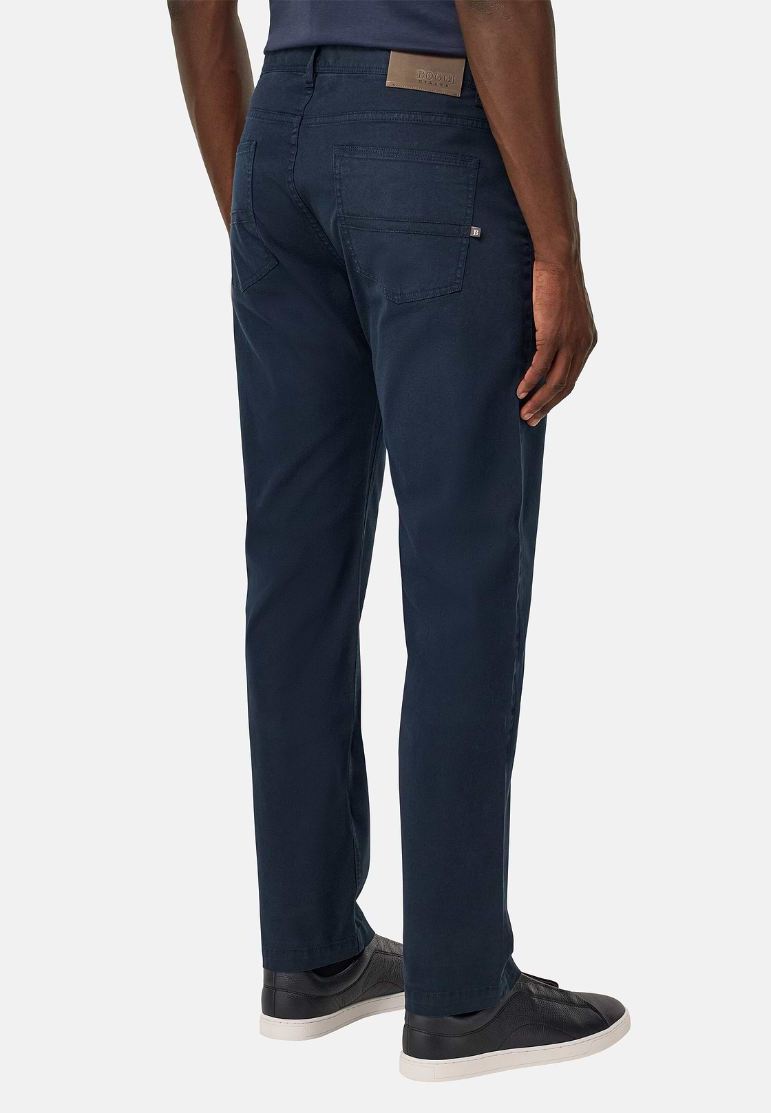 Stretch Cotton 5-Pocket Trousers, Navy blue, hi-res