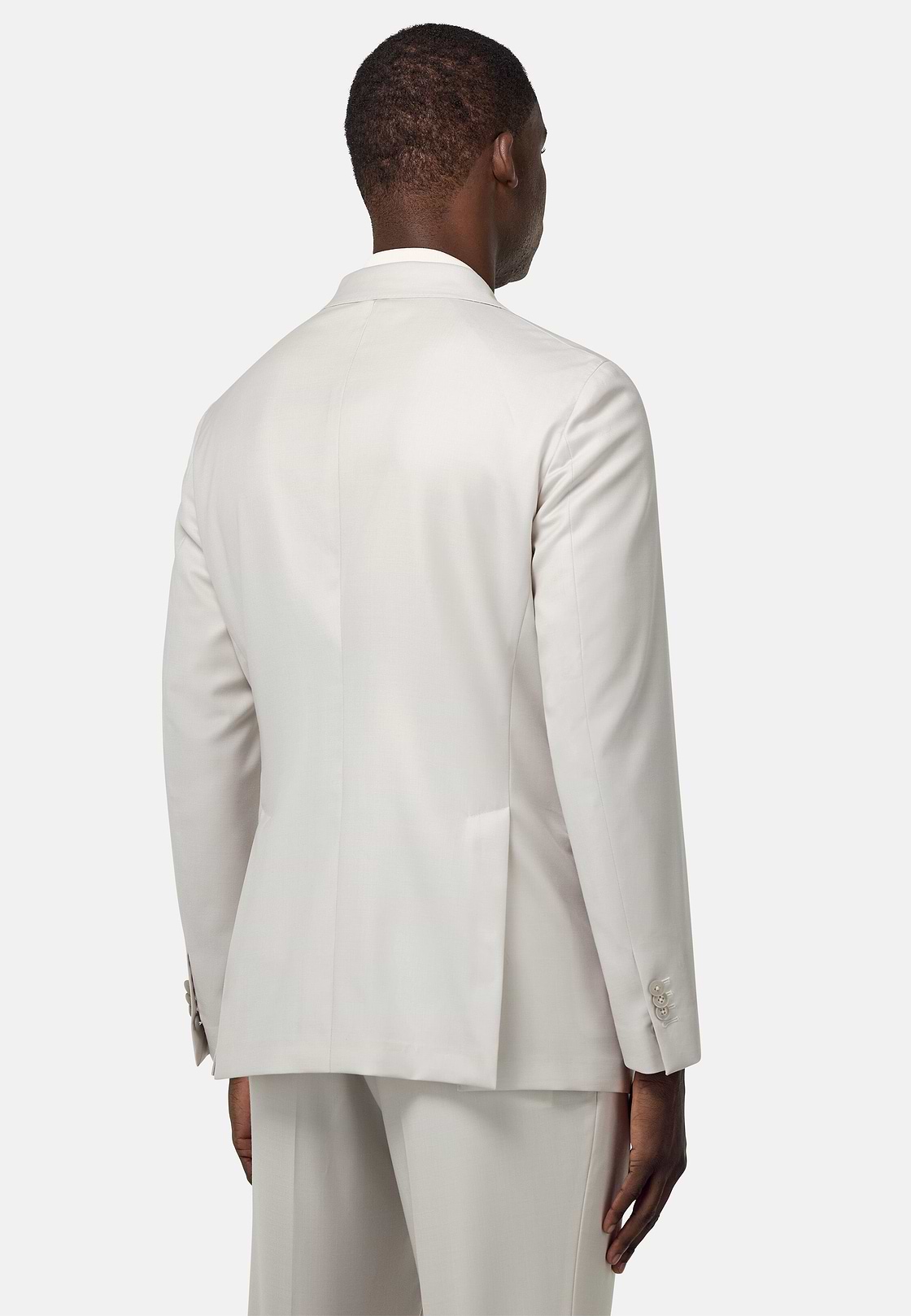 Double-Breasted Grisaille Suit in Pure Wool, Ice, hi-res