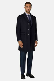 Single-Breasted Wool Coat, Navy blue, thumb, 2