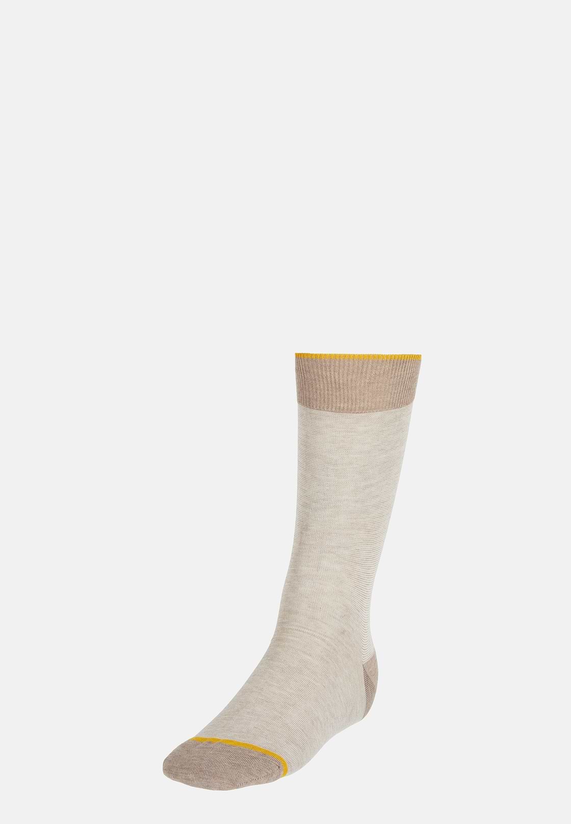 Striped Cotton Socks, Beige, hi-res