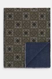 Scarf with Floral Pattern Print in Wool, Green, thumb, 1