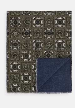 Scarf with Floral Pattern Print in Wool
