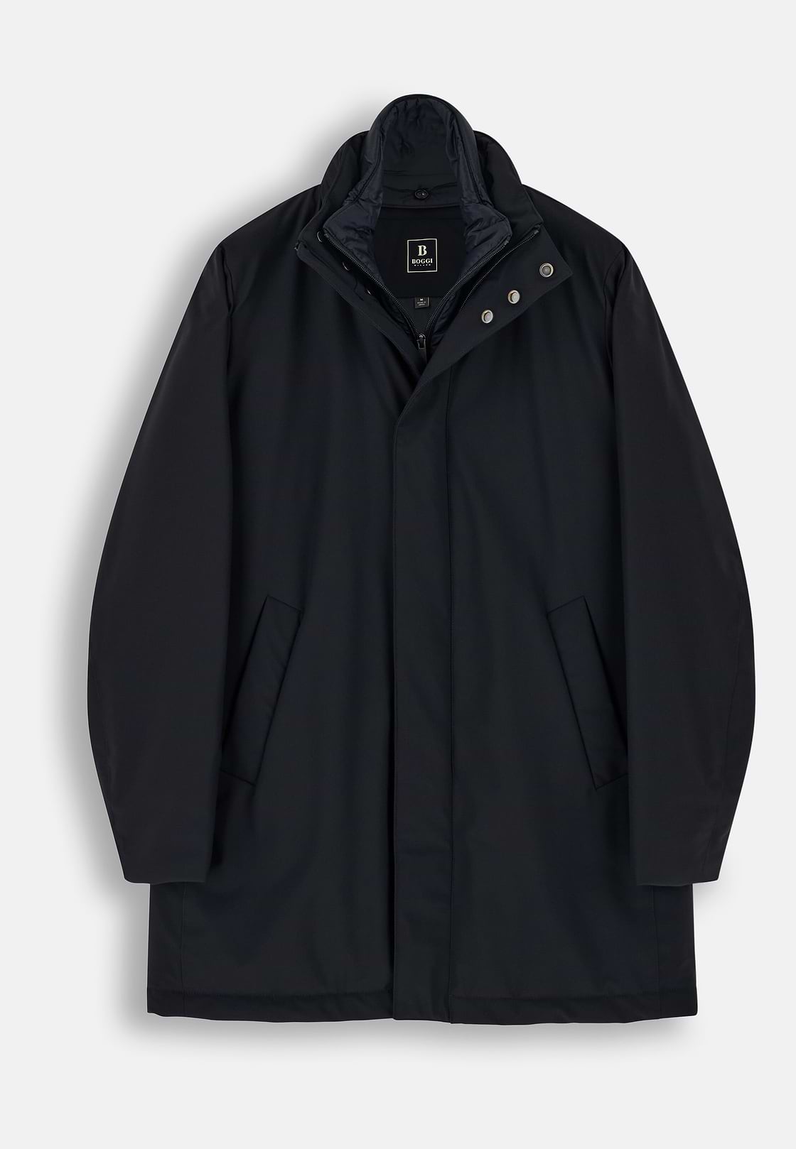 Car Coat in Padded Technical Fabric, Navy blue, hi-res, 6