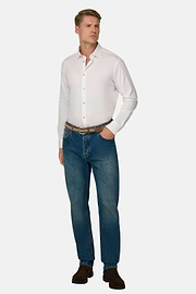 Polo Shirt in Cotton and Silk Regular Fit, White, thumb, 2