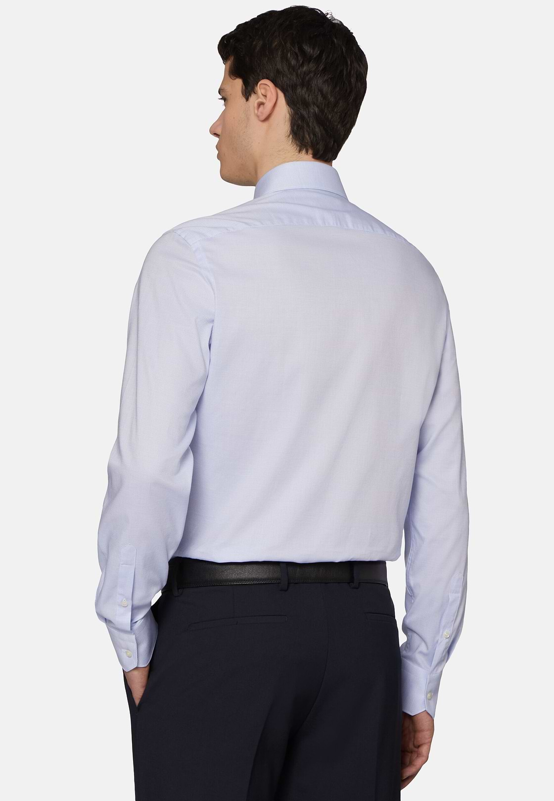 Camisa Celeste De Algodón Dobby Slim Fit, Azul claro, hi-res