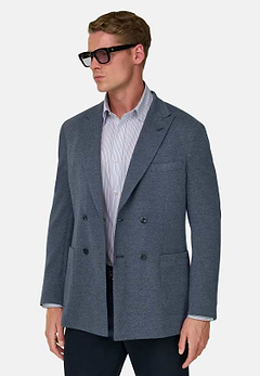 BROOKLYN | Double-Breasted Micro Patterned Blazer in Cotton and Wool