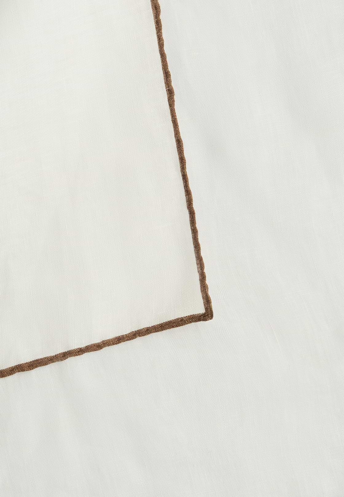 Λινό Τετράγωνο Τσέπης Με Αντίθεση Piping, White - Brown, hi-res
