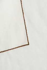 Λινό Τετράγωνο Τσέπης Με Αντίθεση Piping, White - Brown, hi-res