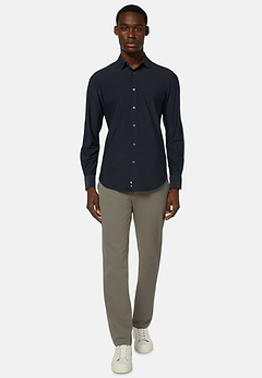 Chemise Bleu Marine En Nylon Stretch Slim Fit