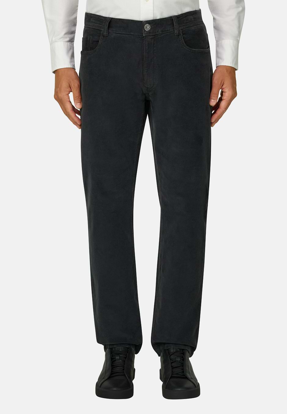 Jeans in Stretch Velvet, Charcoal, hi-res