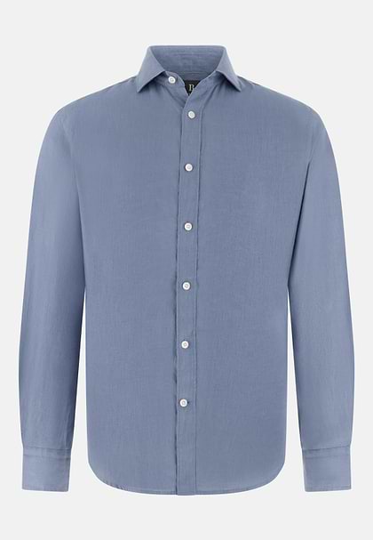 Regular Fit Linen Shirt, Indigo, hi-res