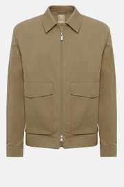 Cotton Nylon Bomber Jacket, Beige, hi-res