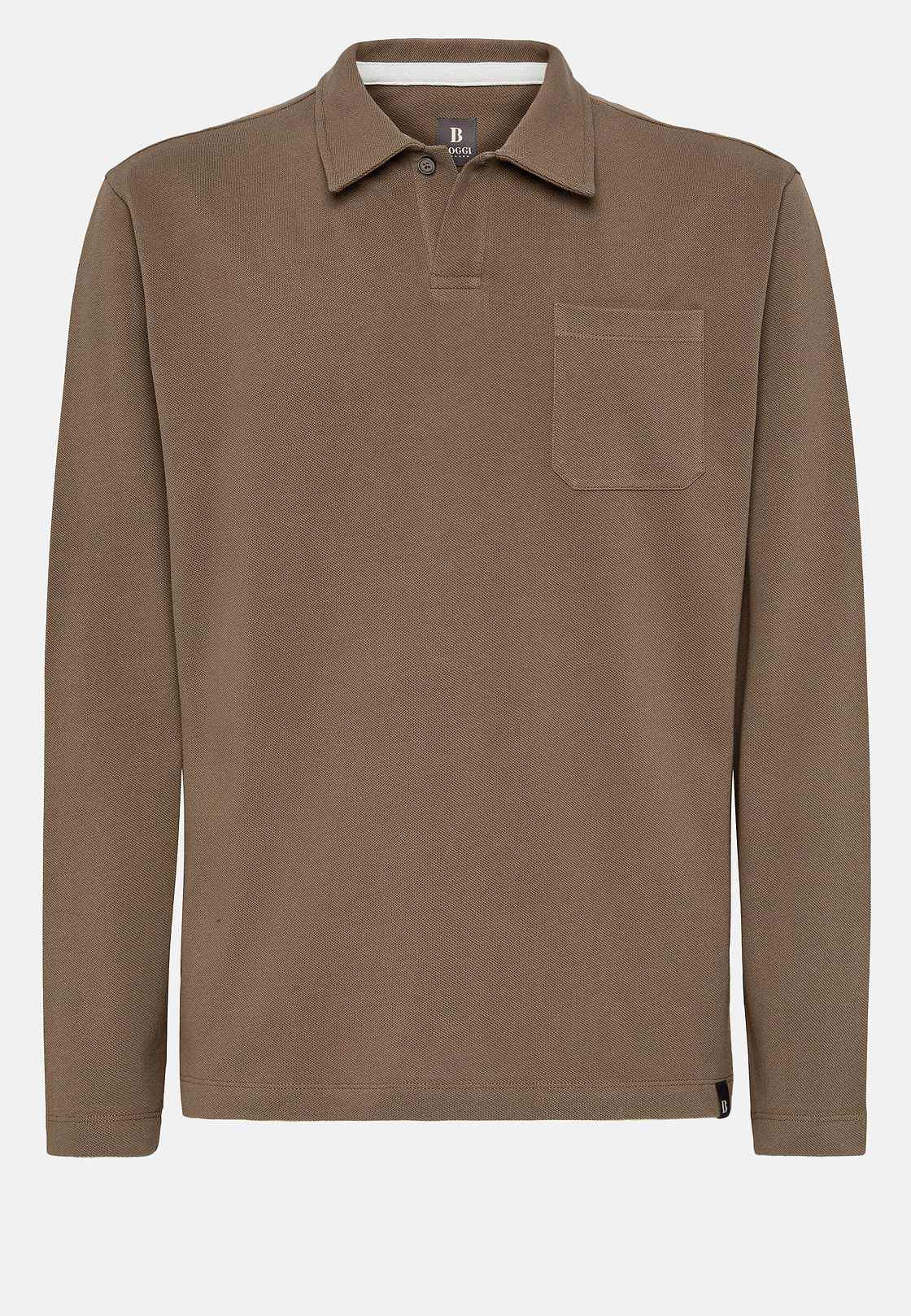 Cotton Piqué Polo Shirt, Brown, hi-res