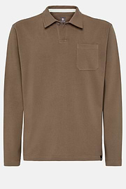 Cotton Piqué Polo Shirt, Brown, hi-res