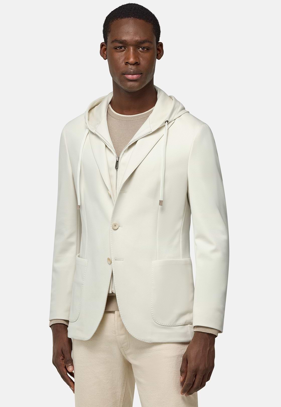 Madison Cotton Blend Sweatshirt Jacket, Cream, hi-res