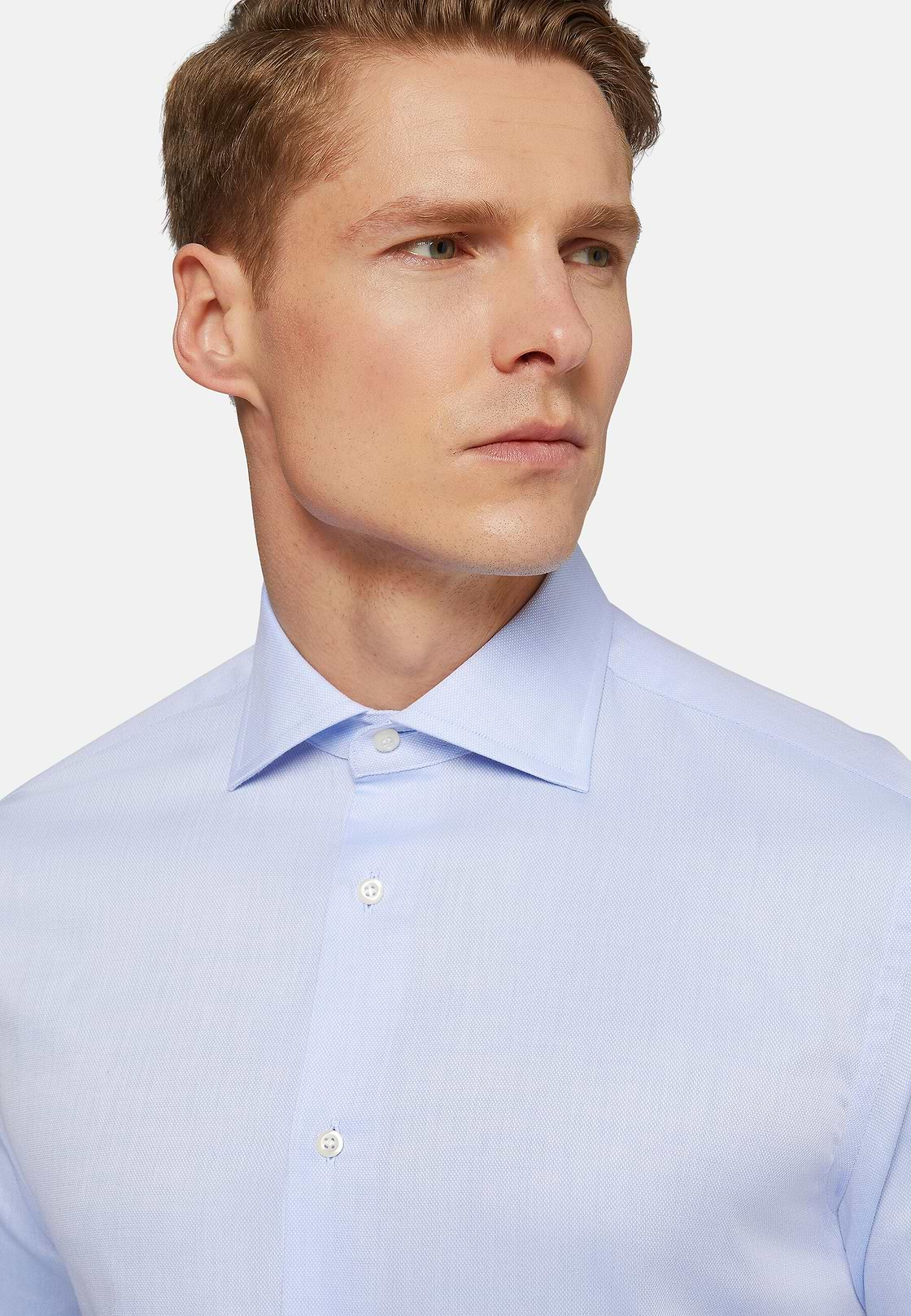 Camicia Dobby collo Windsor, Azzurro, hi-res