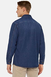 Cotton Denim Overshirt, Medium Blue, hi-res