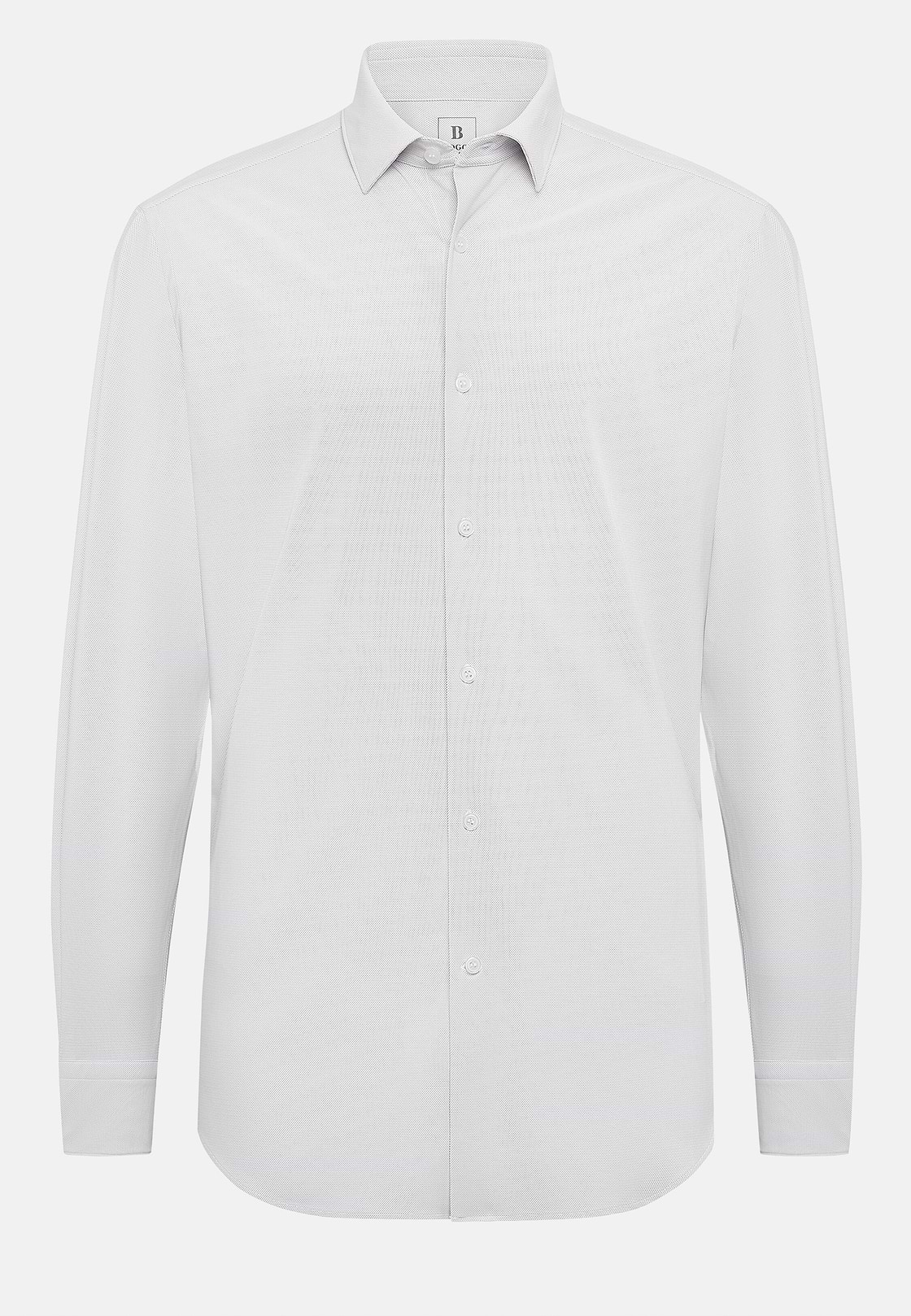 Camisa De Nailon Elástico Corte Slim, Taupe, hi-res