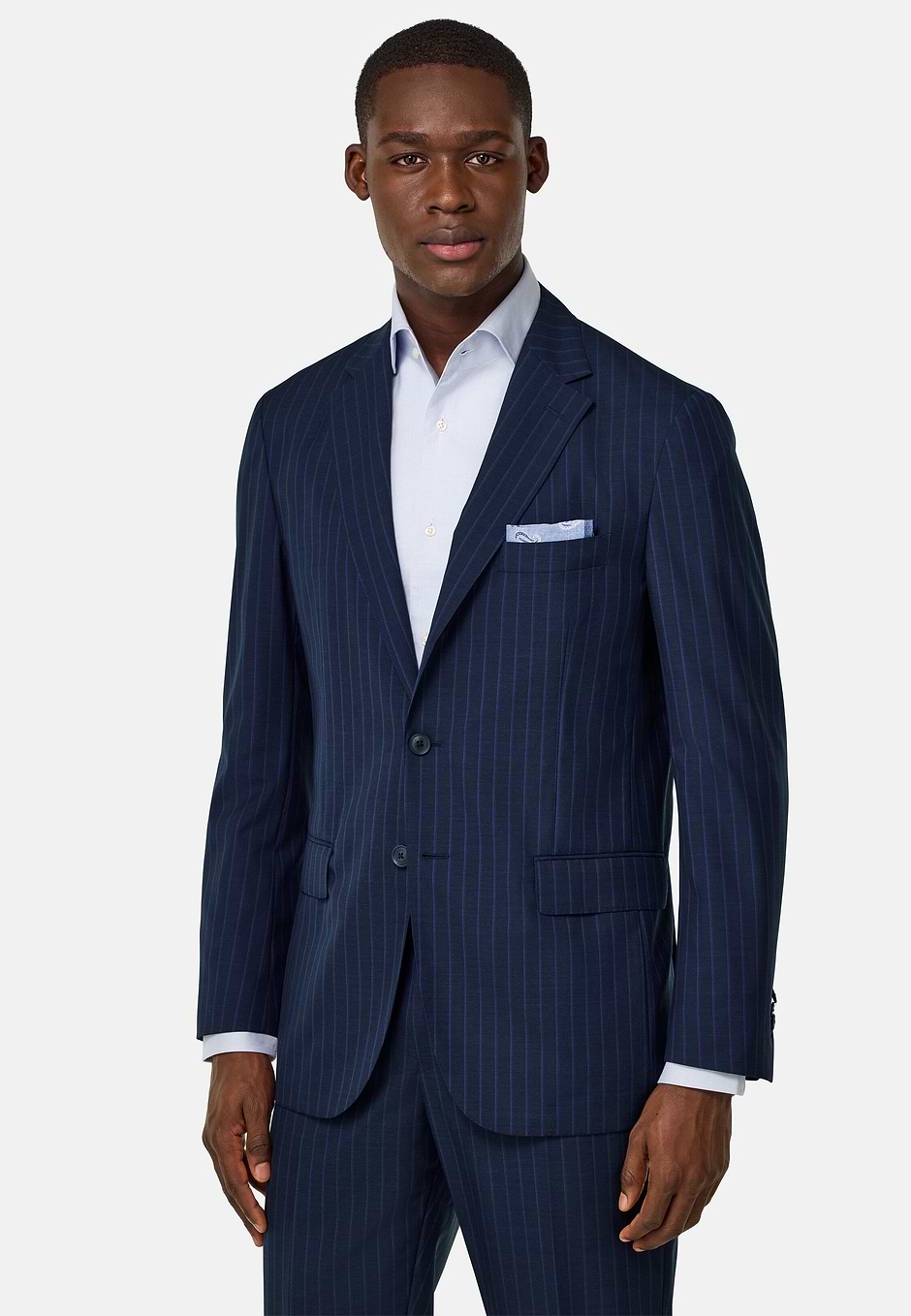 Costume À Fines Rayures En Pure Laine Tropicale, bleu marine, hi-res