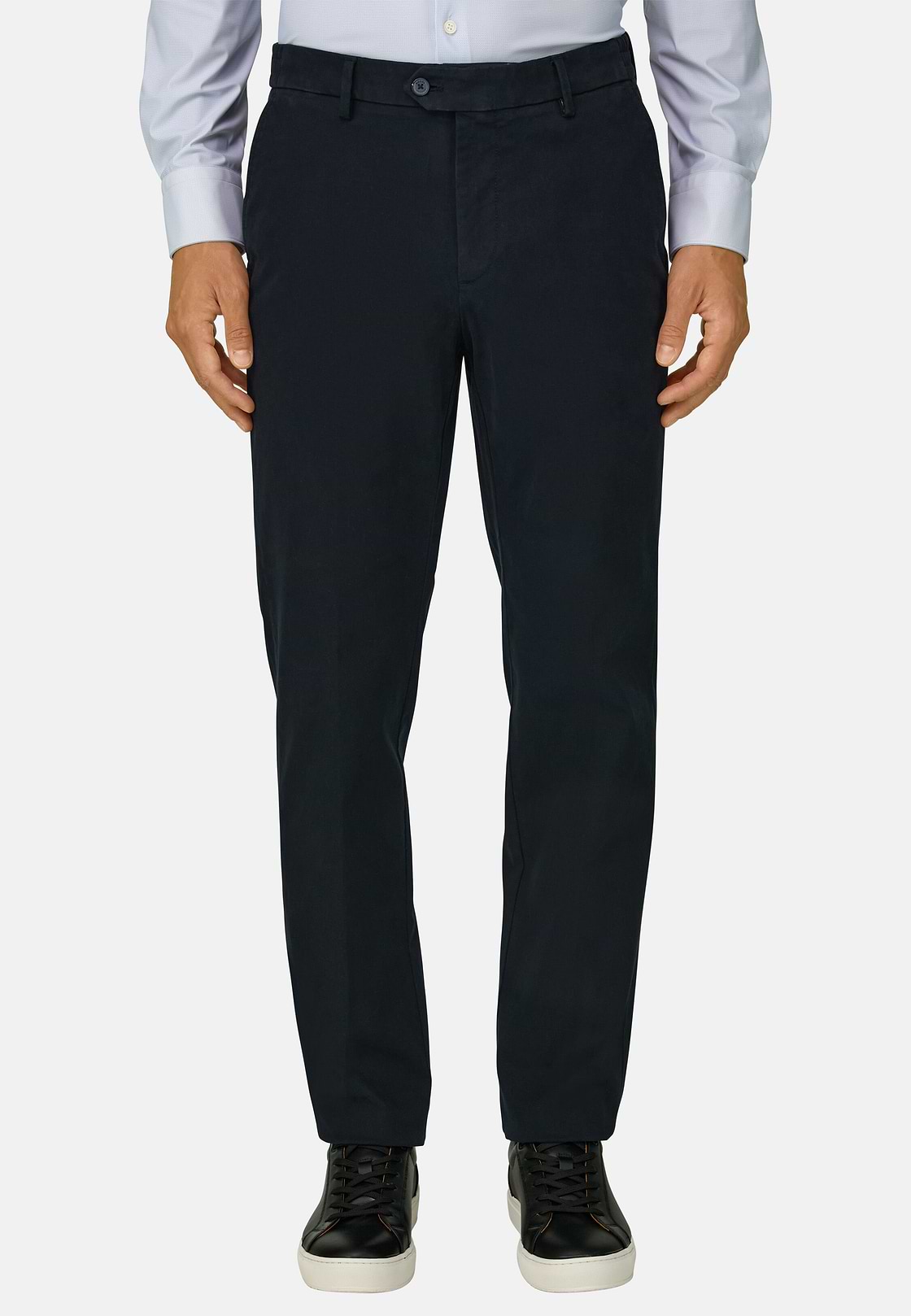 Pantalon en Coton Tencel Extensible, bleu marine, hi-res, 1