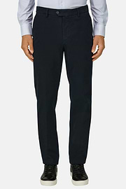 Pantalon en Coton Tencel Extensible, bleu marine, thumb, 1