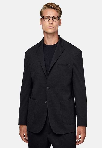 Navy Blue Jacket B Tech in Nylon And Wool, Navy blue, hi-res