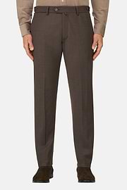 Trousers in Stretch Flannel, Brown, thumb, 1