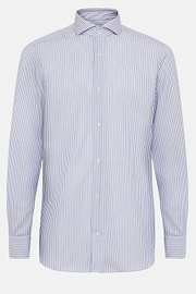 Chemise À Rayures Bleu Ciel En Coton Dobby Slim Fit, Bleu clair, hi-res