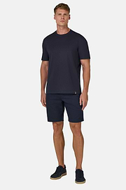 T-Shirt In Stretch Supima Cotton, Navy blue, hi-res