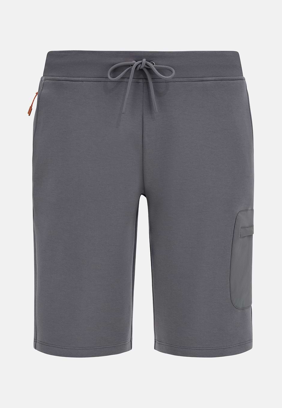 Bermuda Shorts in Lightweight Cotton Blend Scuba, Charcoal, hi-res