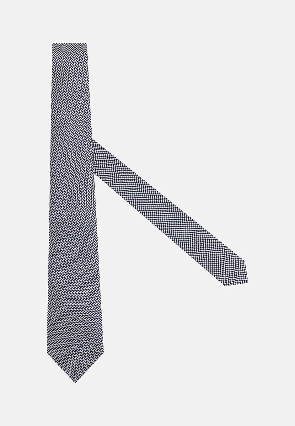 Houndstooth Silk Formal Tie, Navy blue, hi-res