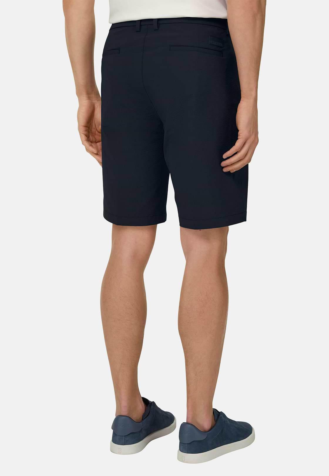 Bermudashorts aus elastischem Seerzucker-Nylon B Tech, Navy blau, hi-res, 3