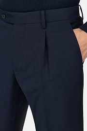Spodnie z wełny i moheru, Navy blue, thumb, 4
