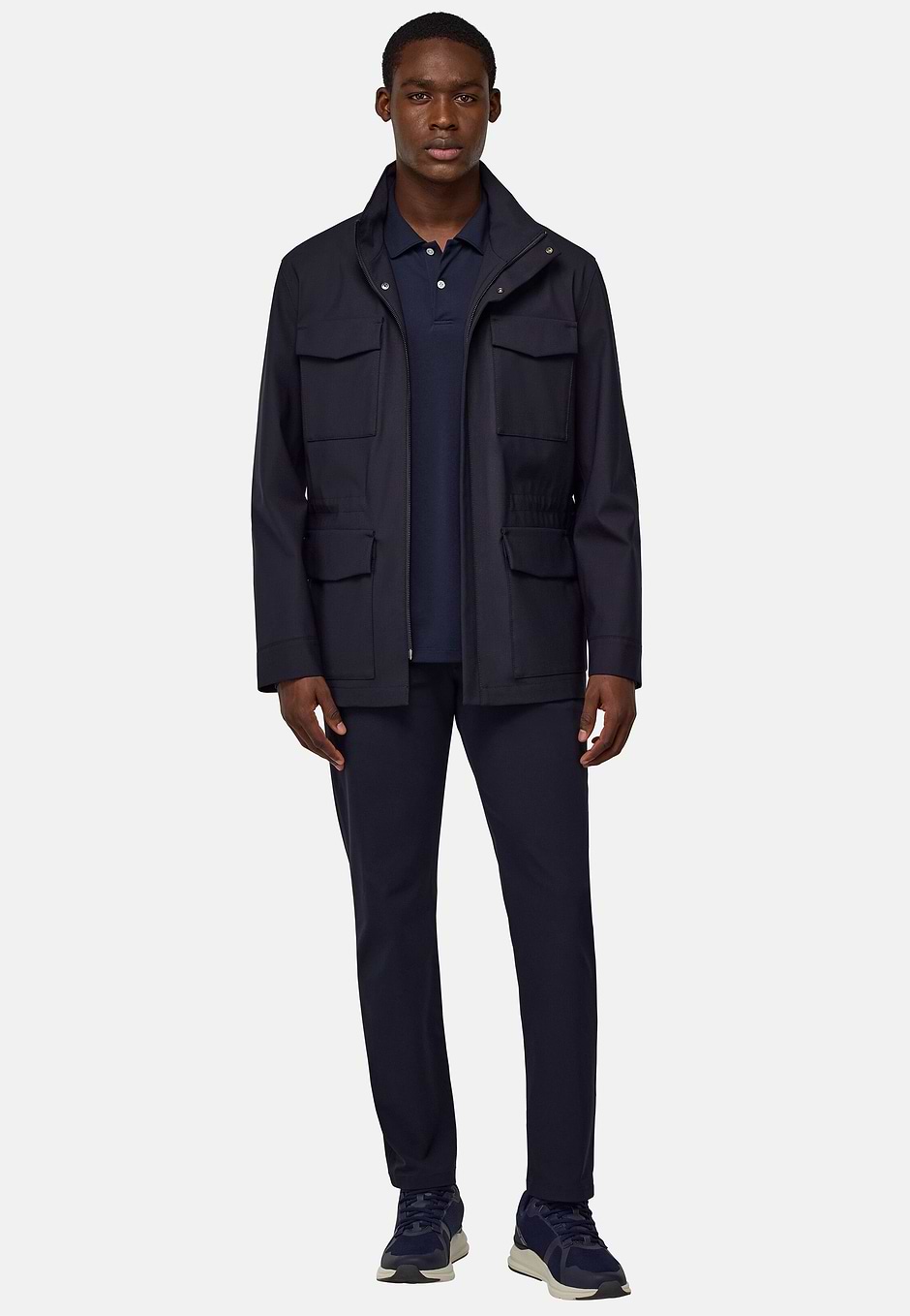 Field Jacket In Technical Wool, Navy blue, hi-res