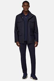 Field Jacket En Laine Technique, bleu marine, hi-res