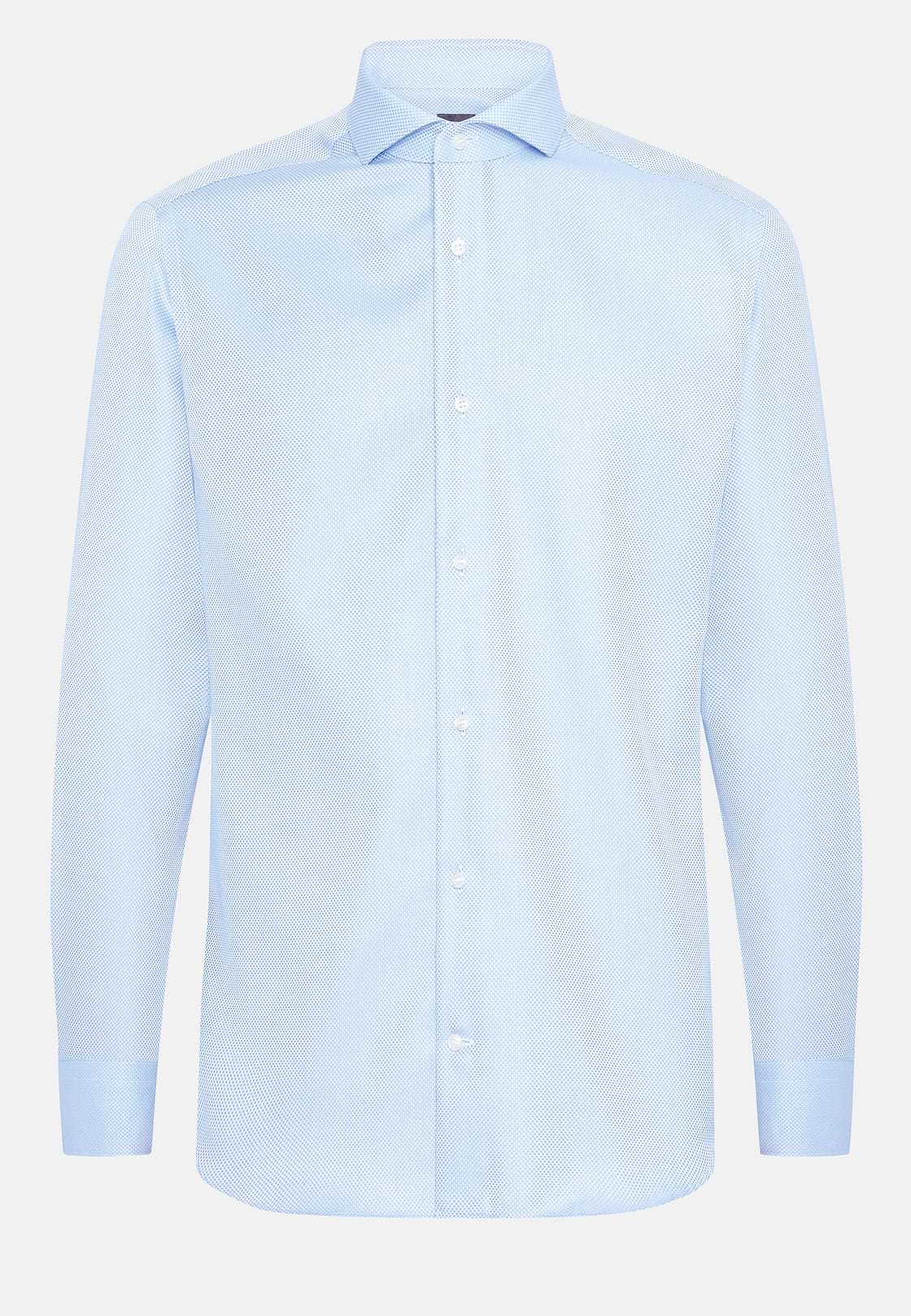 Chemise En Coton Dobby Slim Fit, Bleu clair, hi-res