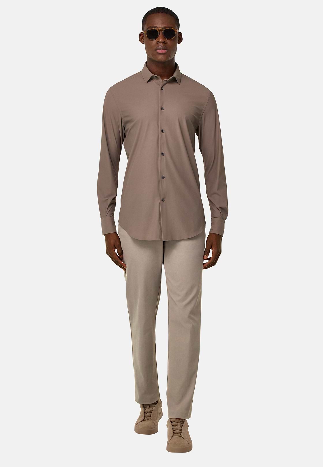 Pantaloni In Nylon Elasticizzato B Tech, Taupe, hi-res